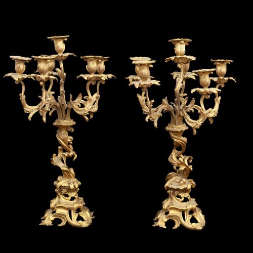 A LARGE AND IMPRESSIVE PAIR OF 19TH CENTURY ORMOLU CANDELABRA A LARGE AND IMPRES&hellip;