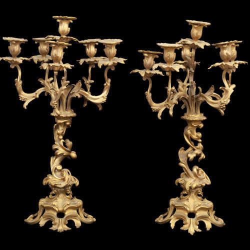 A LARGE AND IMPRESSIVE PAIR OF 19TH CENTURY ORMOLU CANDELABRA GRANDE E IMPORTANT&hellip;