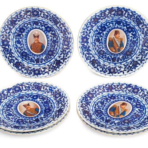 A SET OF SIX RUSSIAN PORCELAIN PLATES MADE FOR THE PERSIAN MARKET UN ENSEMBLE DE&hellip;