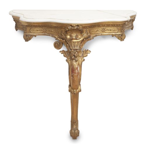 A 19TH CENTURY FRENCH GILTWOOD AND MARBLE CONSOLE TABLE TABLE DE CONSOLE EN BOIS&hellip;