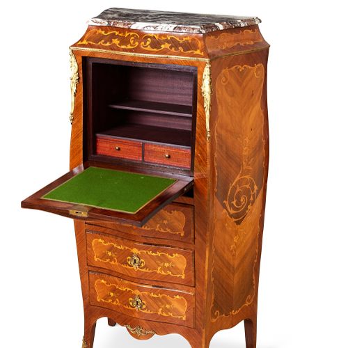 A LOUIS XV STYLE KINGWOOD, ORMOLU MOUNTED AND MARBLE SECRETAIRE A ABATTANT SECRÉ&hellip;