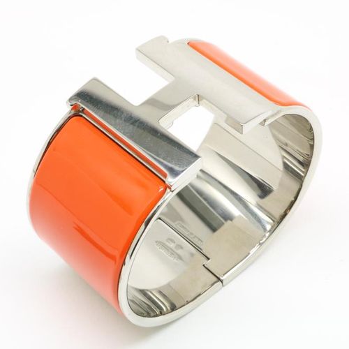 HERMES, clic clac H stalen armband HERMES, clic clac H, steel bangle, with orang&hellip;