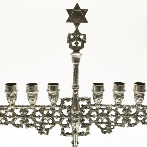 Zilveren Joodse menora kandelaar Silver Jewish menorah candlestick, mt. 835/000,&hellip;