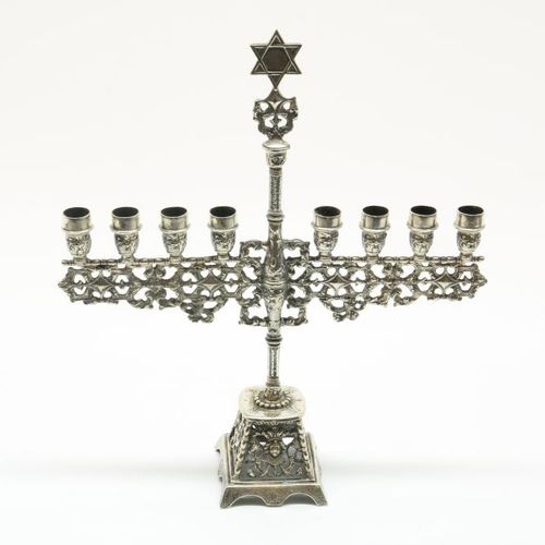 Zilveren Joodse menora kandelaar Silver Jewish menorah candlestick, mt. 835/000,&hellip;