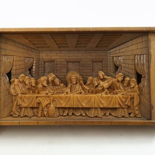 Houten gestoken plaquette Targa in legno intagliato decorata con "l'ultima cena"&hellip;