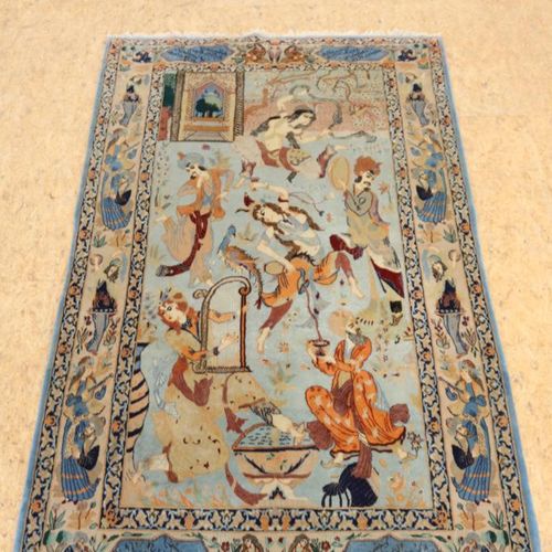 Perzisch tapijt, wol muzikanten dansers Tapis persan, laine, musiciens et danseu&hellip;