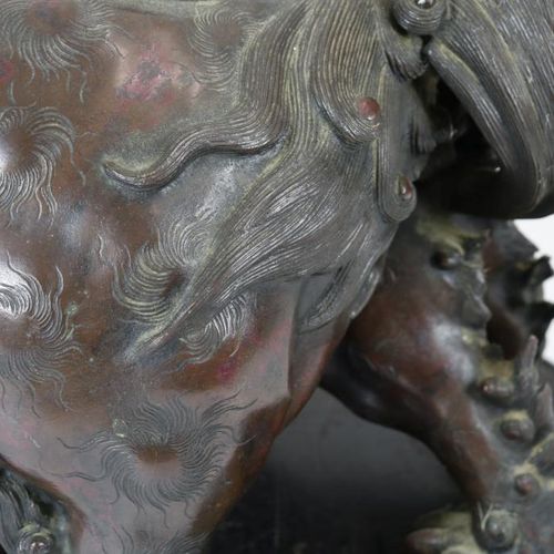 Bronzen vechtende leeuwen, Japan Scultura in bronzo di leoni Shishi in lotta, Do&hellip;