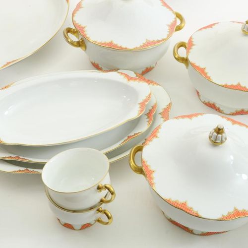 Uitgebreid servies, Kgl Priv. Tettau Extensive tableware with orange and golden &hellip;