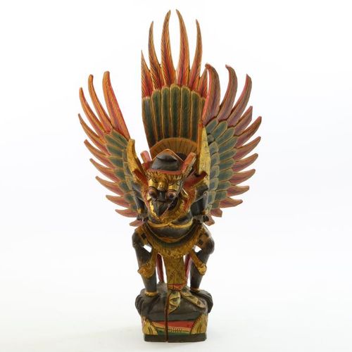Polychroom houten sculptuur van Garuda Polychrome wooden sculpture of Garuda, Ba&hellip;