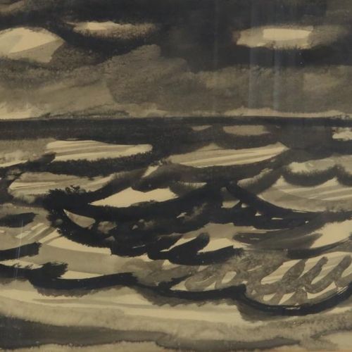 Min Jaap, Zeegezicht, aquarel MIN JAAP (1914-1987) 标志。L. R. Seasight，水彩画，39 x 62&hellip;