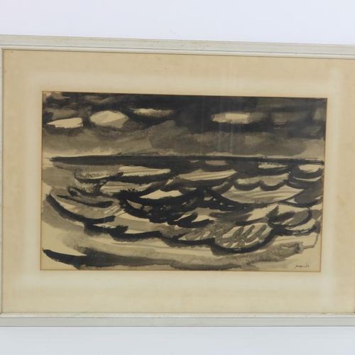 Min Jaap, Zeegezicht, aquarel MIN JAAP (1914-1987) 标志。L. R. Seasight，水彩画，39 x 62&hellip;