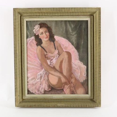 Onbekend, Ballerina Inconnu, École de Hongrie, Ballet féminin, toile 59 x 50 cm.&hellip;