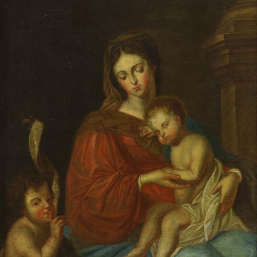 Schilderij: religieuze voorstelling Unkwown, c. 1800 Madone avec enfants, toile &hellip;