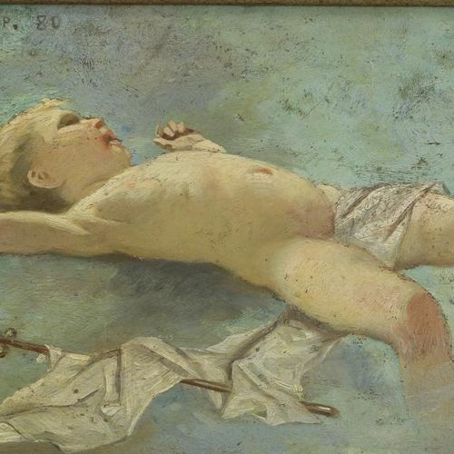E.S. Witkamp schilderij liggend jongetje WITKAMP Ernest Sigismund (1854-1897)，左上&hellip;