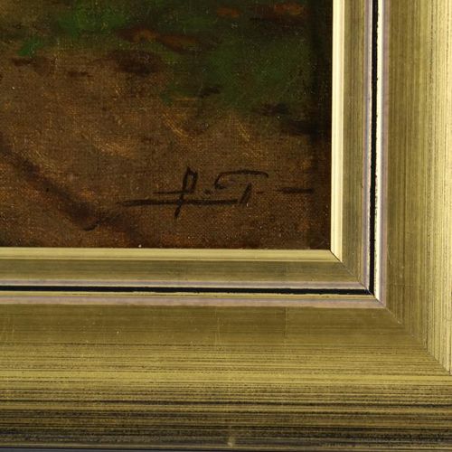 Onbekend, bospad Unkwown, uncl. Sign. L.R., Dutch landscape, canvas 57 x 42 cm.U&hellip;