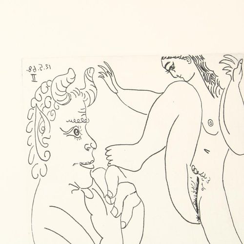 Picasso, Pablo. De Sater PICASSO PABLO (1881-1973). Zeichen in Radierung 15.5.68&hellip;