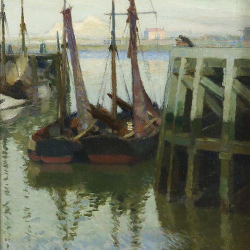 Maurice SIJS, boten aan kade SIZE MAURICE (1880-1972), firmado. R.U. Barcos en e&hellip;