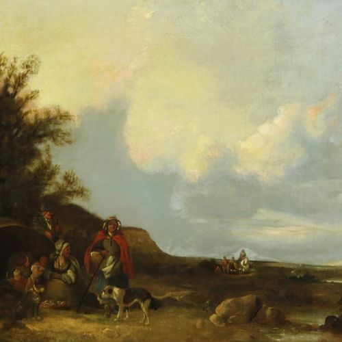 Shayer, William, figuren in landschap SHAYER, WILLIAM, (1787-1879) 签名，左手边，风景中的人物&hellip;
