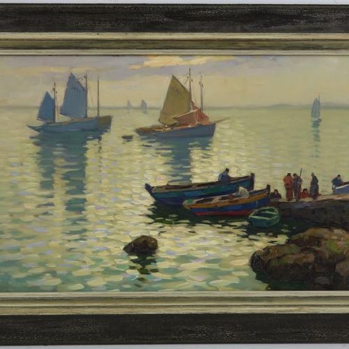 Ben VIEGERS, zeegezicht VIEGERS BEN (1886-1947)，签名：b.R. "Concarneau" 画布 38 x 79 &hellip;