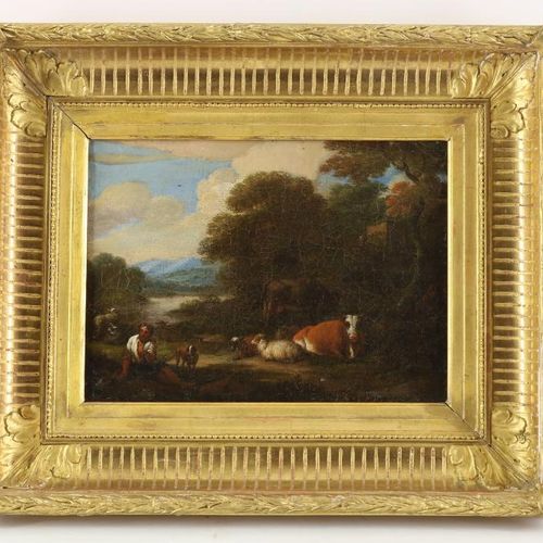Onbekend, landschap met vee Inconnu, non signé. XVIIIe siècle, Paysage avec pers&hellip;