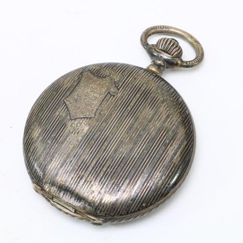 Zilveren heren zakhorloge niello Silver man pocket watch decorated with niello, &hellip;