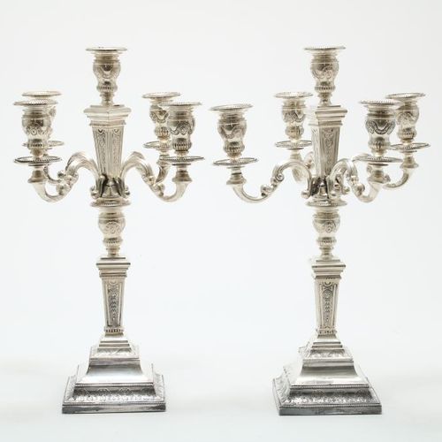 Stel zilveren 5 lichts kandelaren VK Paire de chandeliers en argent à 5 lumières&hellip;
