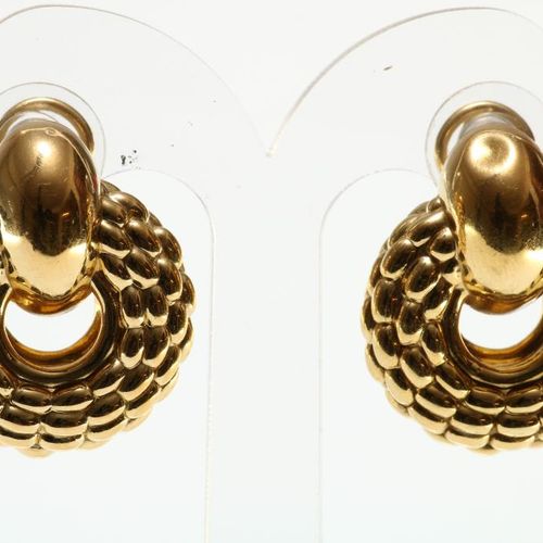 Geelgouden oorhanger/clipsen 一对黄金耳环，毛重12.8克。黄金耳环/夹子，毛重12.8克。750/000