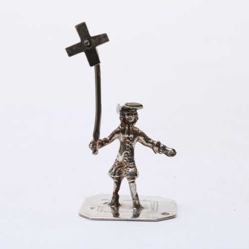 Zilveren miniatuur man molen, Strant II Dutch silver miniature of a man with a m&hellip;