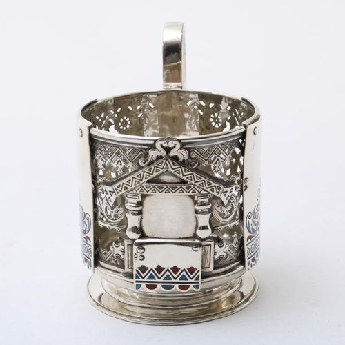 Zilveren theeglas houder Un portavasos de plata, Moscú 1895, peso bruto 222gr.Po&hellip;