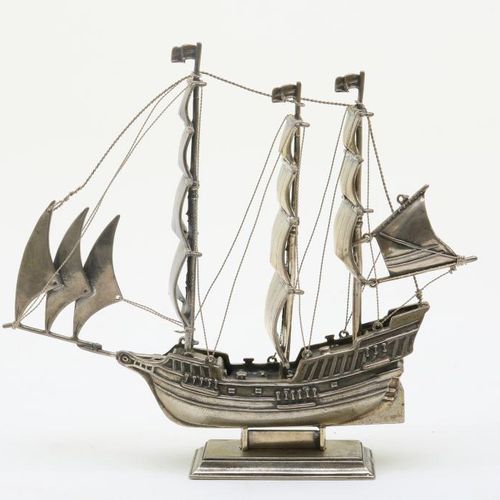 Zilveren schip 3 master ned. Gekeurd Silver miniature ship 3 master Dutch marked&hellip;