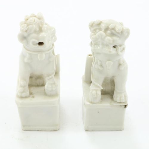Stel Blanc de Chine Dogs of Foo wierook Paire de Chiens de Foo en porcelaine Bla&hellip;