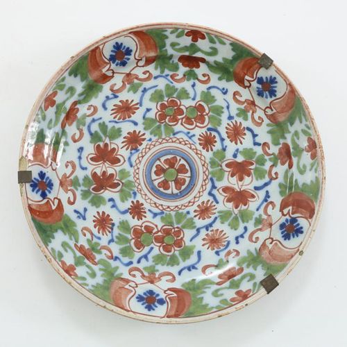 Delfts pannenkoekbordje 18e eeuw polychr Delft pottery pancake plate, 18th. Cent&hellip;