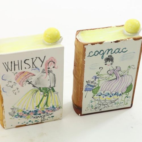 Stel porseleinen schenkkannen Paar von 2 Porzellankaraffen als Buch, für Whiskey&hellip;