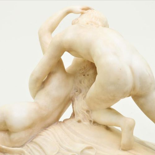 Marmeren gestoken sculptuur Amor en Venu 大理石雕刻的维纳斯和阿莫尔雕塑，法国19世纪，高37厘米。(翅膀折断)大理石雕&hellip;