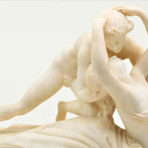 Marmeren gestoken sculptuur Amor en Venu Marble carved sculpture of Venus and Am&hellip;