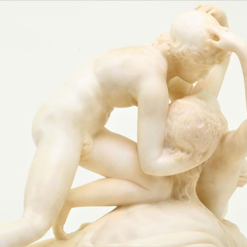Marmeren gestoken sculptuur Amor en Venu Escultura de Venus y Amor tallada en má&hellip;