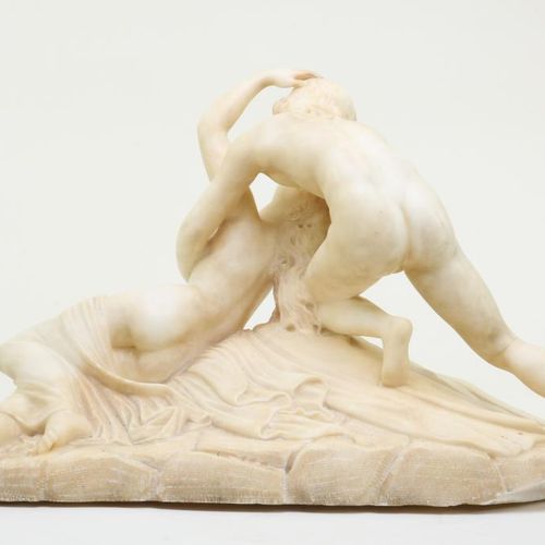 Marmeren gestoken sculptuur Amor en Venu Marble carved sculpture of Venus and Am&hellip;