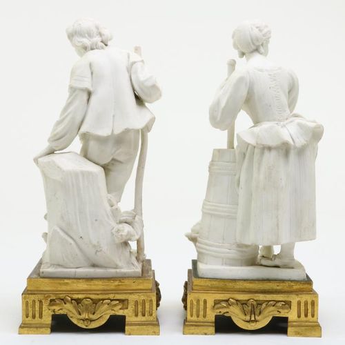 Stel biscuit sculpturen, Sevres Pareja de figuras de porcelana bizcochada de Sèv&hellip;