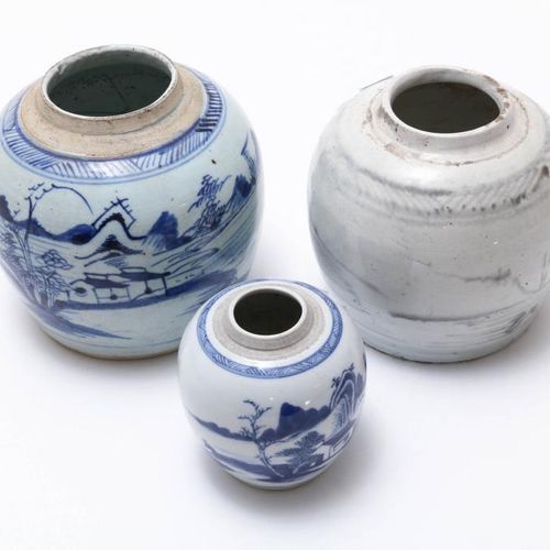 Drie porseleinen gemberpotten Chinees Tres tarros de jengibre de porcelana, Chin&hellip;