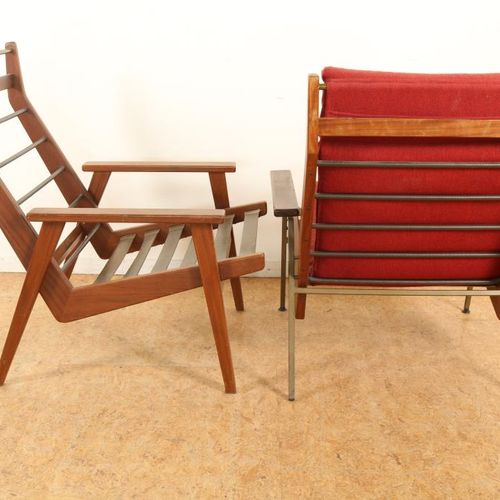 2 Gelderand Lotus Lounge chairs 一对2个 "莲花 "休闲椅，2个版本，都是红木的，设计师：Rob Parry，用于。Gelder&hellip;