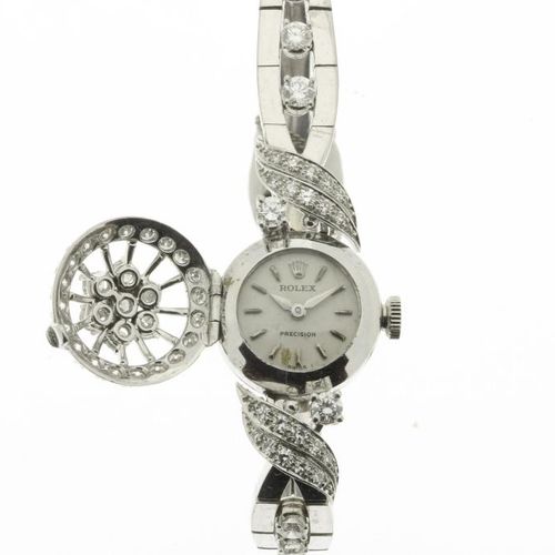 ROLEX, platina uurwerk Montre ROLEX pour dames, avec bracelet et couvercle en pl&hellip;