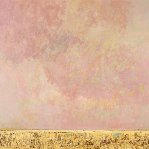 Monica Rotgans, roze lucht ROTGANS, MONICA (1951), verso sig. Pink sky, mixed me&hellip;