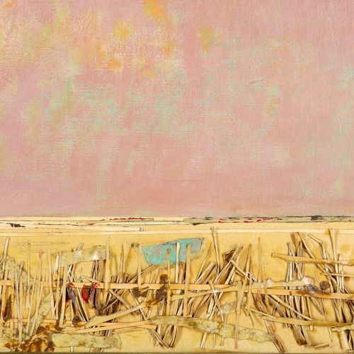 Monica Rotgans, roze lucht ROTGANS, MONICA (1951), verso sig. Pink sky, mixed me&hellip;