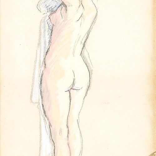 Pissarro, Ludovic-Rodo. Naakt PISSARRO LUDOVIC-RODO (1878-1952), 女性裸体，纸上绘画 50 x &hellip;