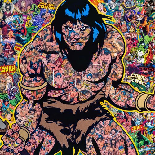 Mr GARCIN Conan the Barbarian Collage sur plaque de dibond 93 x 120 cm Cette oeu&hellip;
