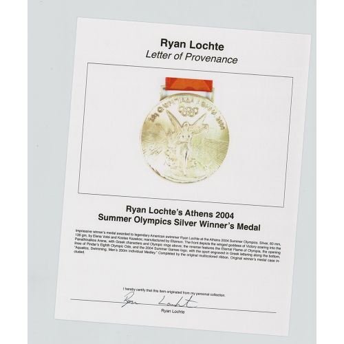Ryan Lochte's Athens 2004 Summer Olympics Silver Winner's Medal Winnerâ€™s medal&hellip;