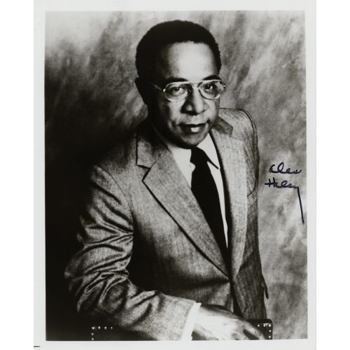 Alex Haley Signed Photograph Glossy 8 x 10 photo of the Roots author in a half-l&hellip;