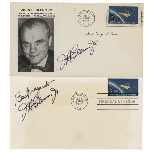 John Glenn (2) Signed First Day Covers Two FDCs with the Project Mercury stamp i&hellip;