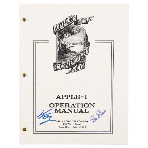 Steve Wozniak and Ronald Wayne Signed Apple-1 Manual Facsimile rilegato in bross&hellip;