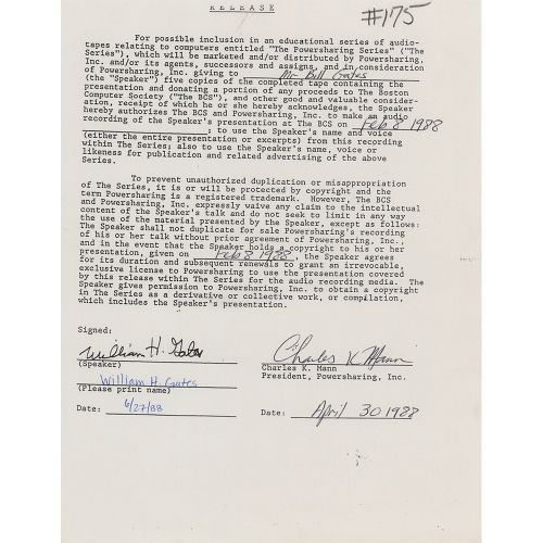 Bill Gates Document Signed Important DS, signé "William H. Gates", une page, 8,5&hellip;